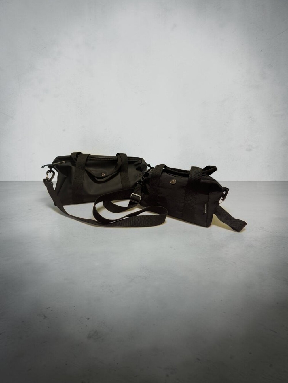 2 Black Double Zippered Bags for Women